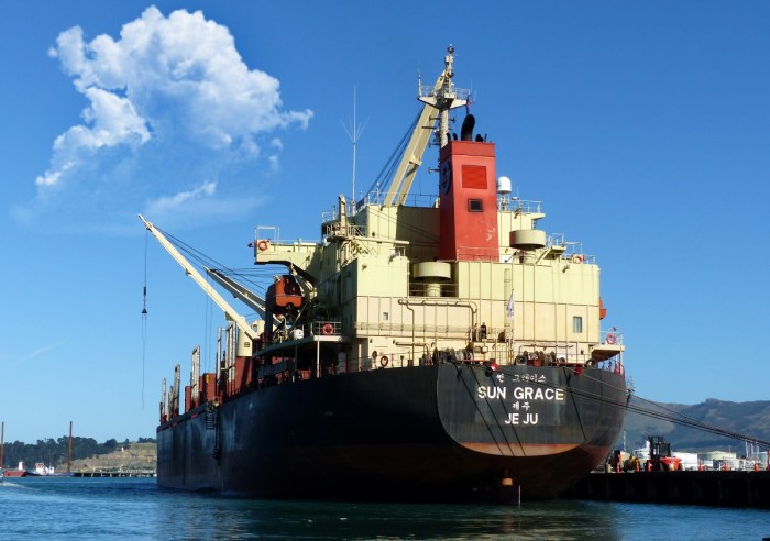 Aerial, photography, delivery ship, boat, sea, ocean, tanker, shipment ...